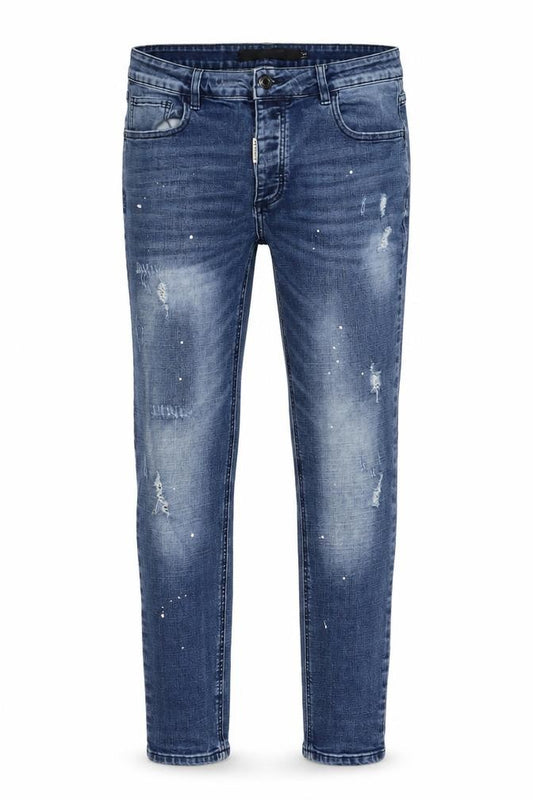 Alessandro Zavetti Men’s Blue 34 Slim Tapered Distressed Jeans