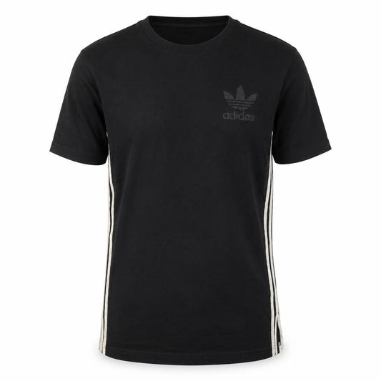 adidas Mens Black M Crew Neck Side Stripe Logo T-Shirt