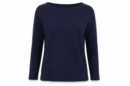 M&S Collection Women’s Blue Size 8 Boat Neck Stretch Long Sleeve Blouse