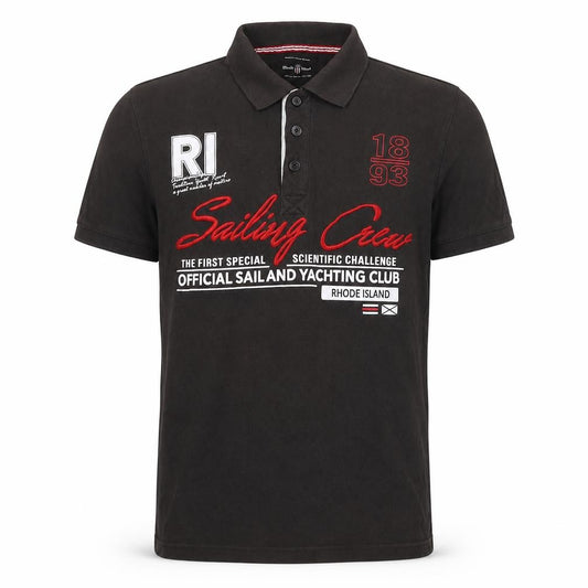 Rhode Island Men's Black M Sailing Crew Graphic Piqué Polo Shirt