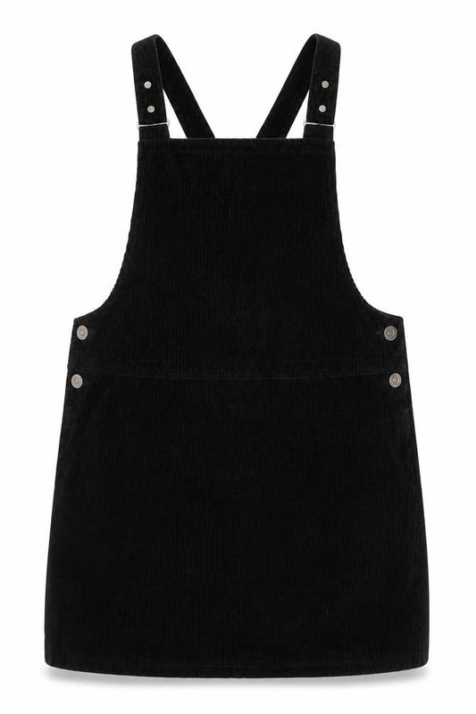 New Look Women Black Corduroy Pinafore Dress UK 14 Knee Length