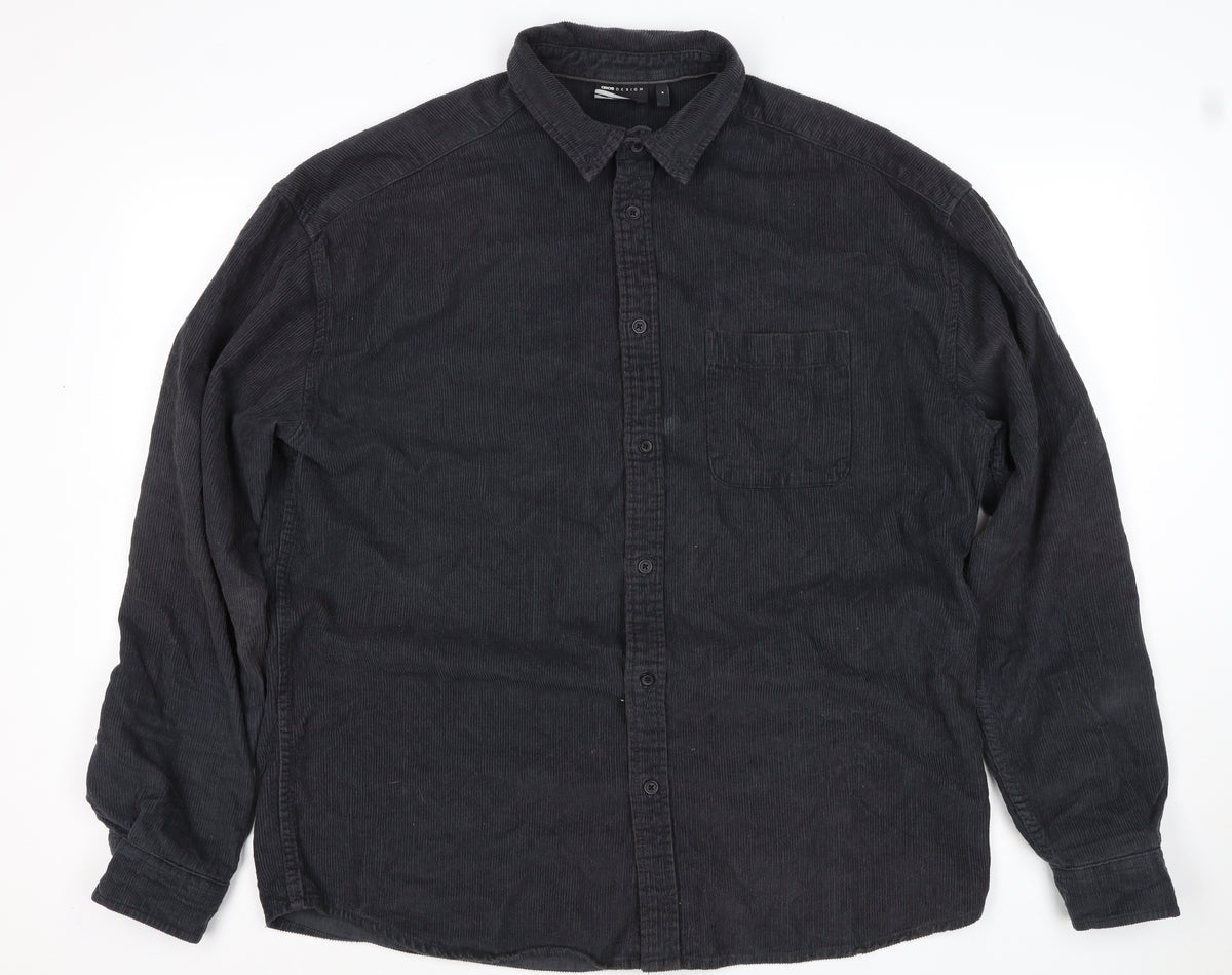 ASOS Design Men’s Black M Corduroy Button-Up Long Sleeve Shirt