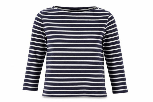 UNIQLO Women’s Blue White Stripe Cotton Boat Neck Long Sleeve Top S