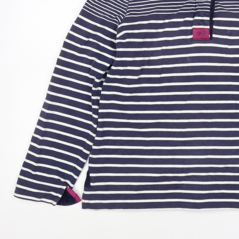 Joules Women Blue White Striped UK 16 1/4 Zip Pullover Sweatshirt