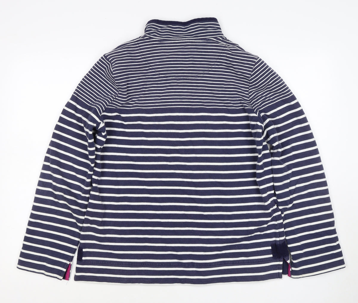 Joules Women Blue White Striped UK 16 1/4 Zip Pullover Sweatshirt