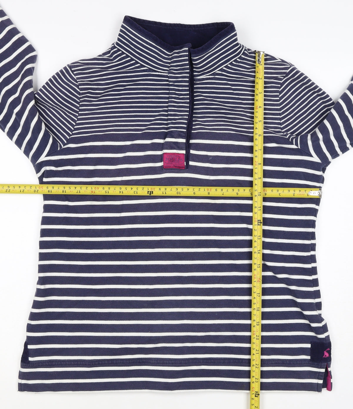Joules Women Blue White Striped UK 16 1/4 Zip Pullover Sweatshirt