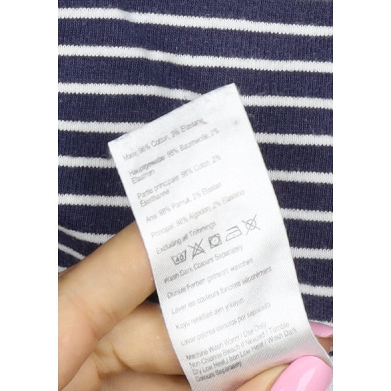 Joules Women Blue White Striped UK 16 1/4 Zip Pullover Sweatshirt