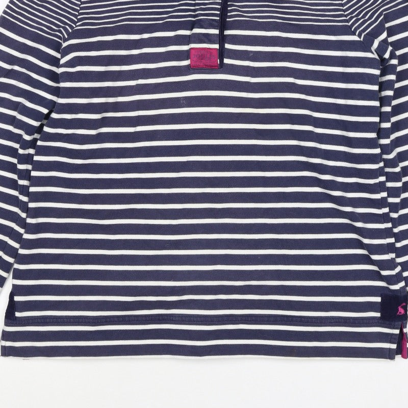 Joules Women Blue White Striped UK 16 1/4 Zip Pullover Sweatshirt