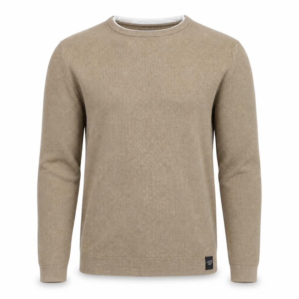 Pull&Bear Men’s Beige M Cotton Crew Neck Knit Pullover Jumper