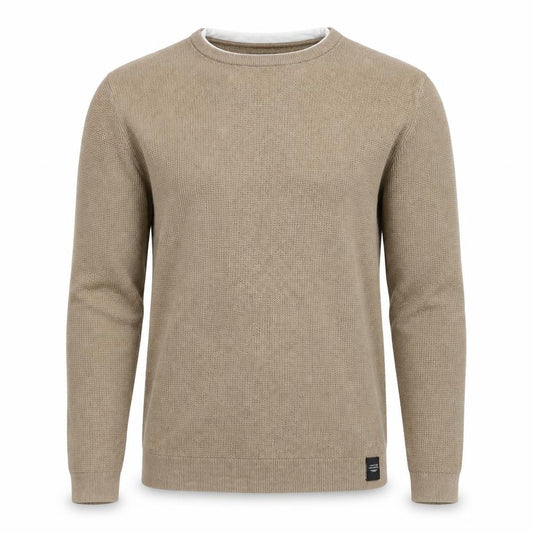 Pull&Bear Men’s Beige M Cotton Crew Neck Knit Pullover Jumper