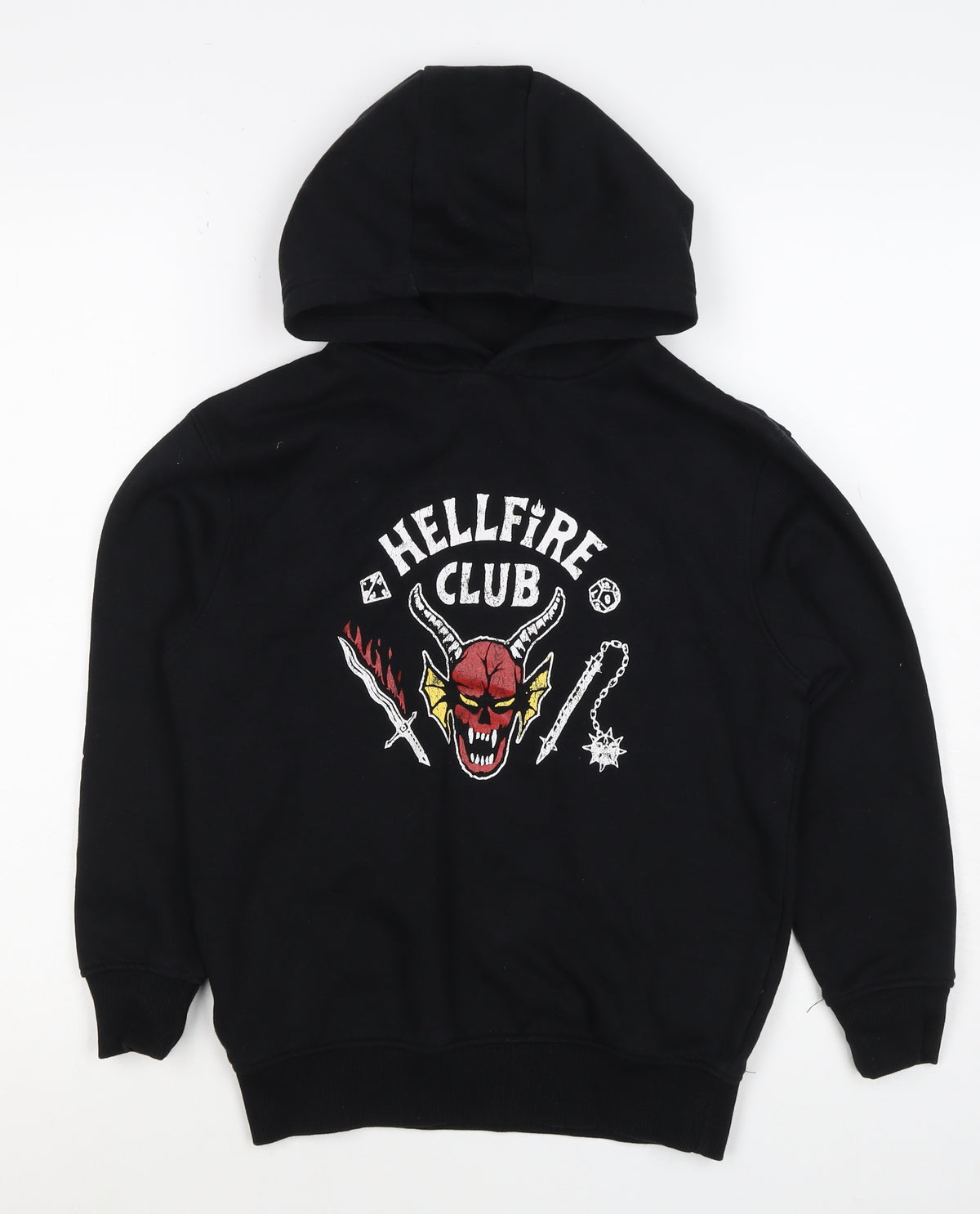 Stranger Things Boys Black 6-8 Years Hellfire Club Pullover Hoodie