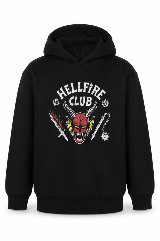Stranger Things Boys Black 6-8 Years Hellfire Club Pullover Hoodie