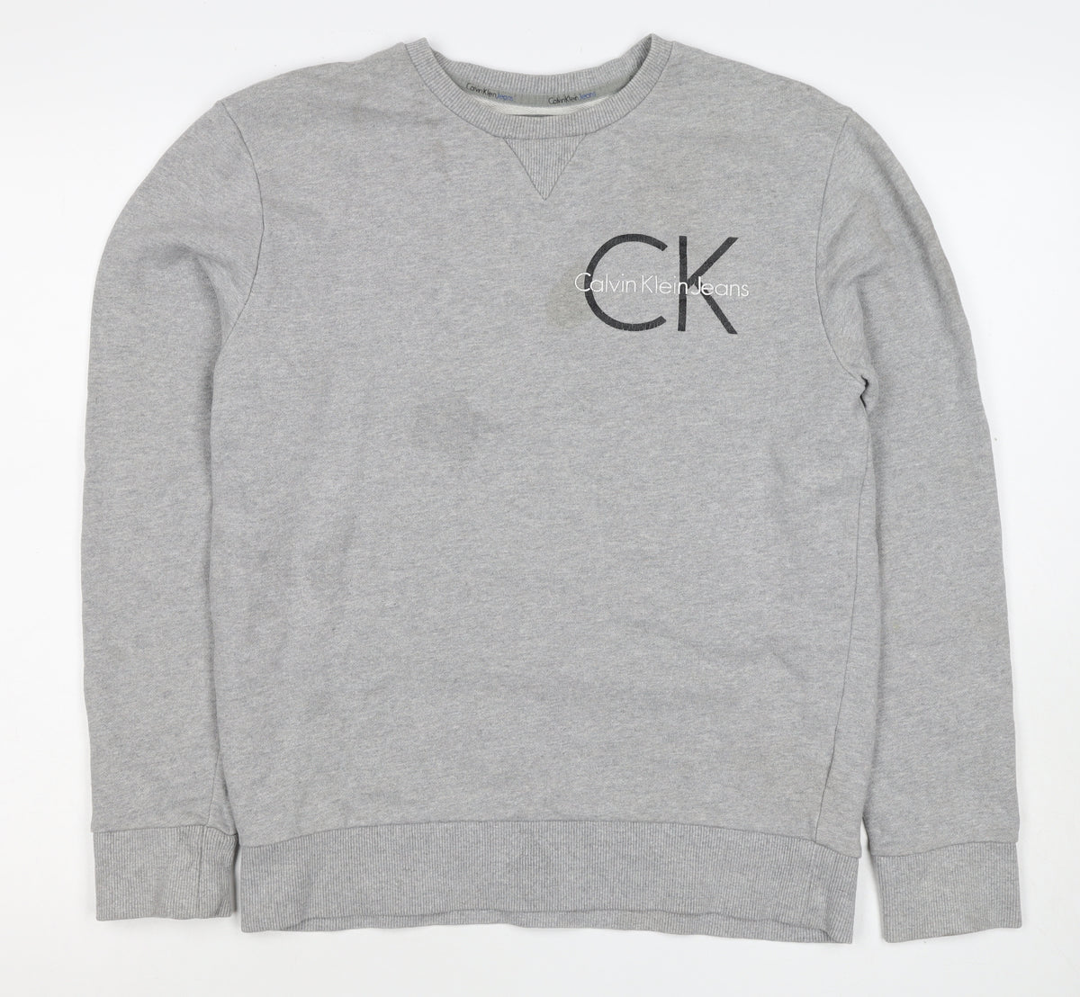 Calvin Klein Jeans Men’s Grey S Logo Graphic Crew Neck Sweatshirt