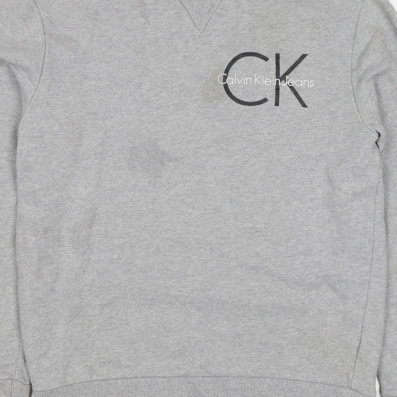 Calvin Klein Jeans Men’s Grey S Logo Graphic Crew Neck Sweatshirt