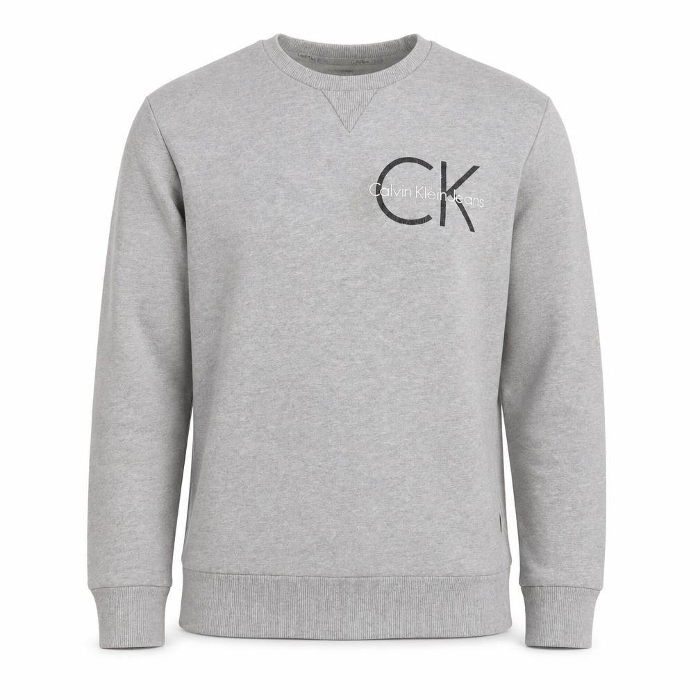 Calvin Klein Jeans Men’s Grey S Logo Graphic Crew Neck Sweatshirt