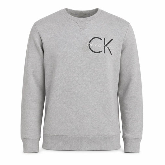 Calvin Klein Jeans Men’s Grey S Logo Graphic Crew Neck Sweatshirt