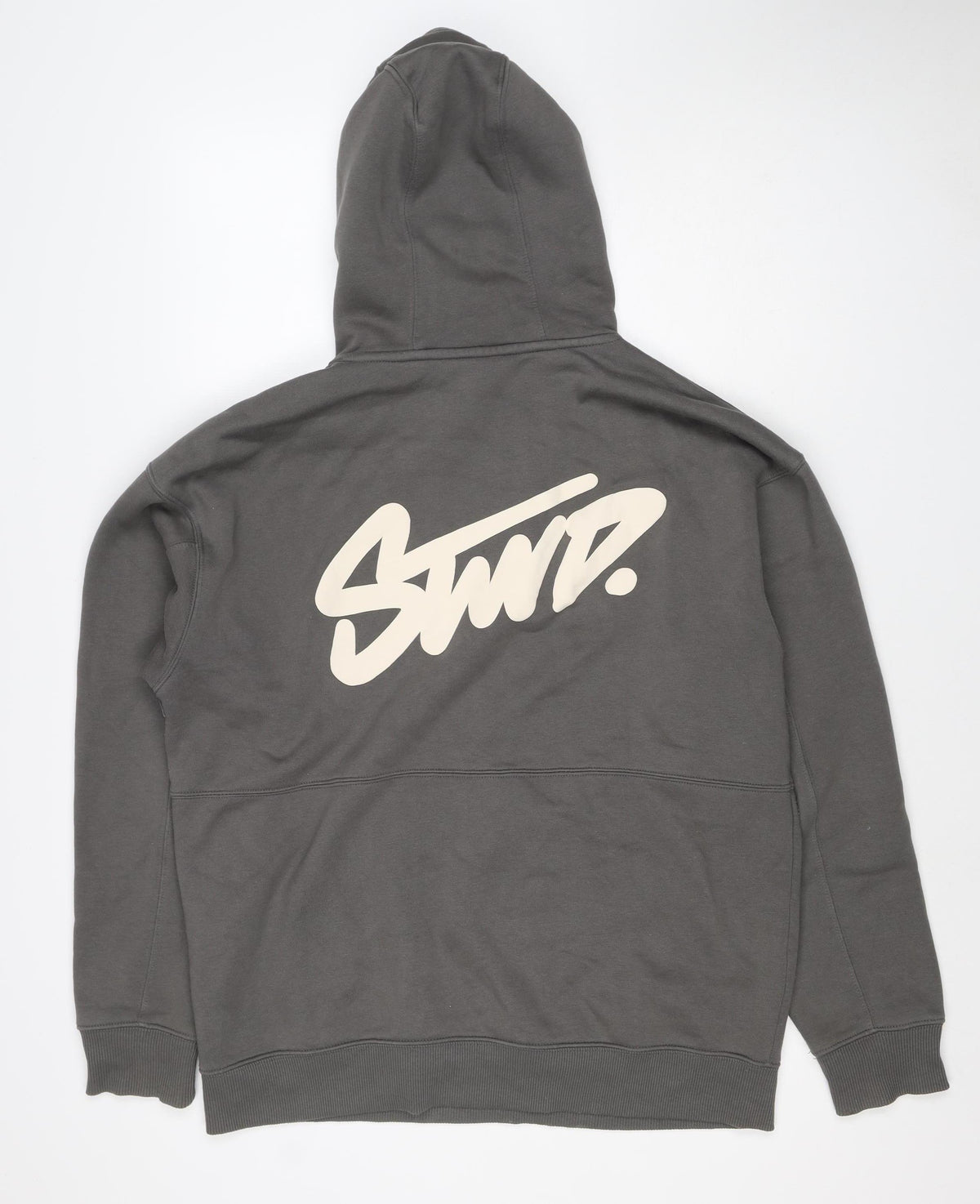 Pull&Bear Men’s Grey M Pullover Hoodie Logo Graphic Fleece