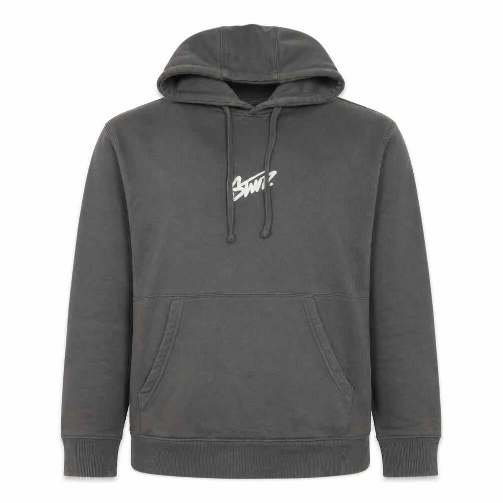 Pull&Bear Men’s Grey M Pullover Hoodie Logo Graphic Fleece