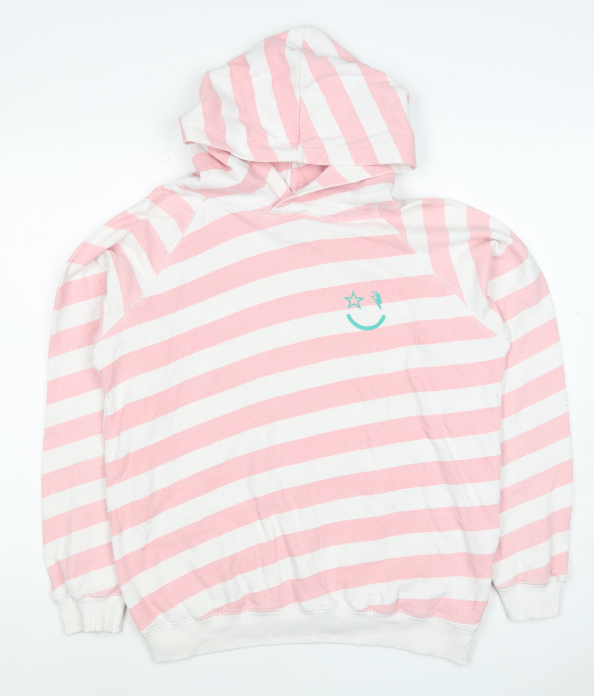 Scamp & Dude Women’s Pink White Stripe Hoodie Size S Logo Pullover