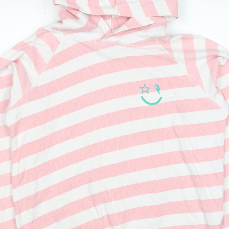 Scamp & Dude Women’s Pink White Stripe Hoodie Size S Logo Pullover