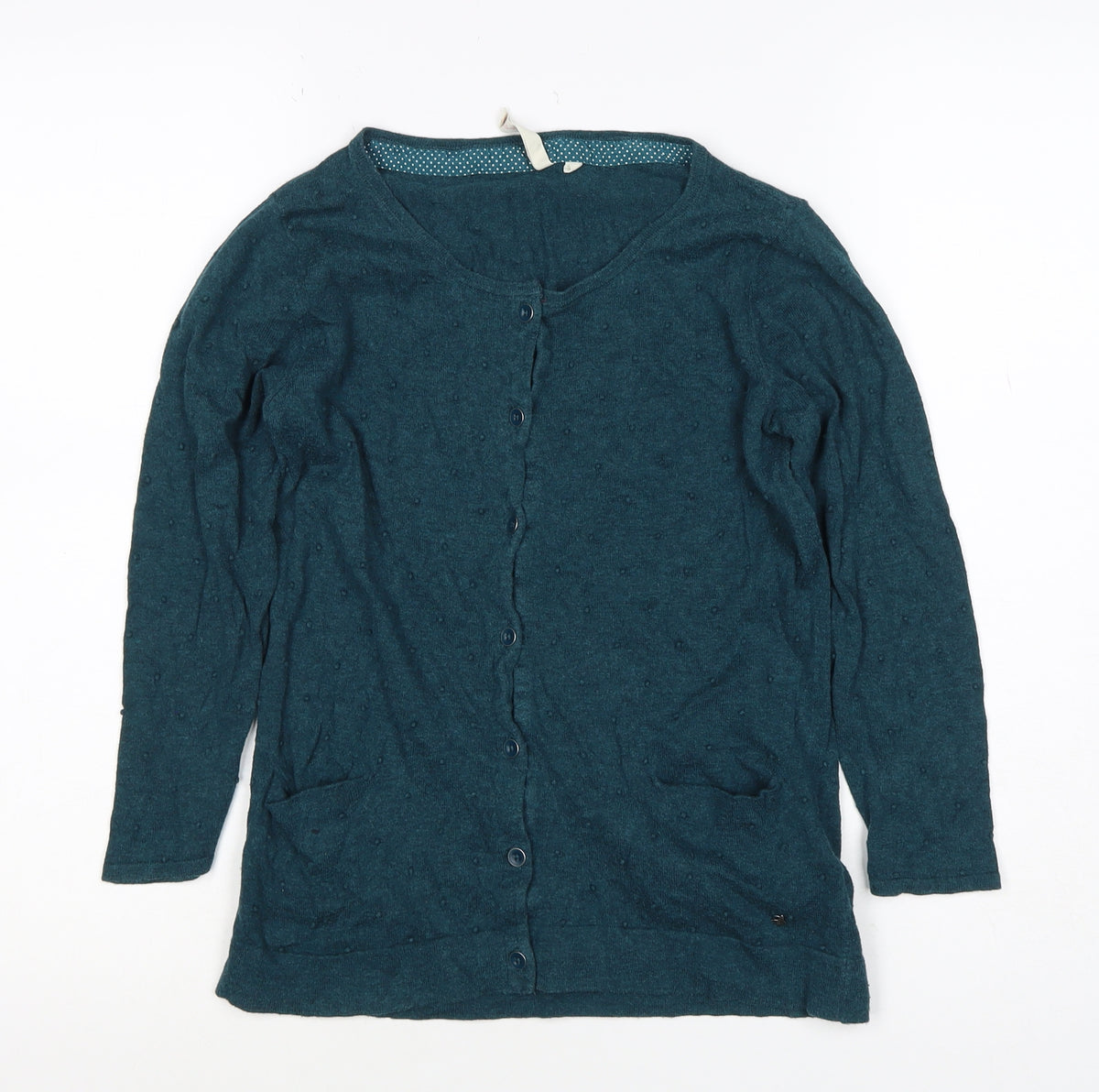 White Stuff Women’s Green Cotton V-Neck Button Cardigan Size 8