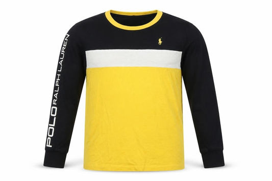 Polo Ralph Lauren Boys Yellow Black Colourblock Long Sleeve T-Shirt 7-8