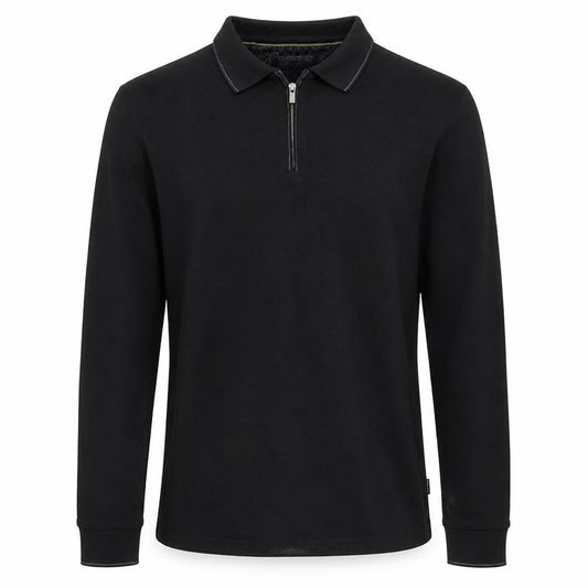 Steel & Jelly Men’s Black M Long Sleeve 1/4 Zip Cotton Polo