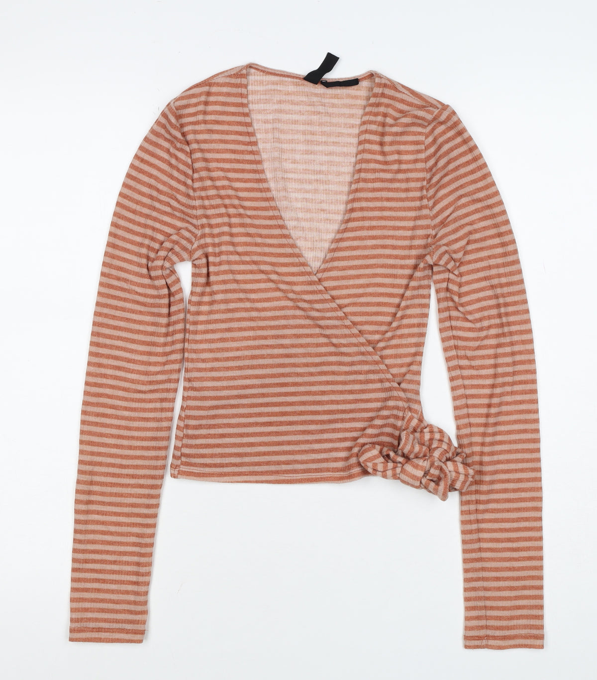Out From Under Women’s Pink Stripe Wrap V-Neck Jumper Size S