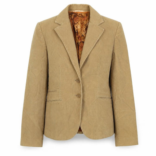 Per Una Women’s Beige Corduroy Blazer UK 12 Lined Tailored