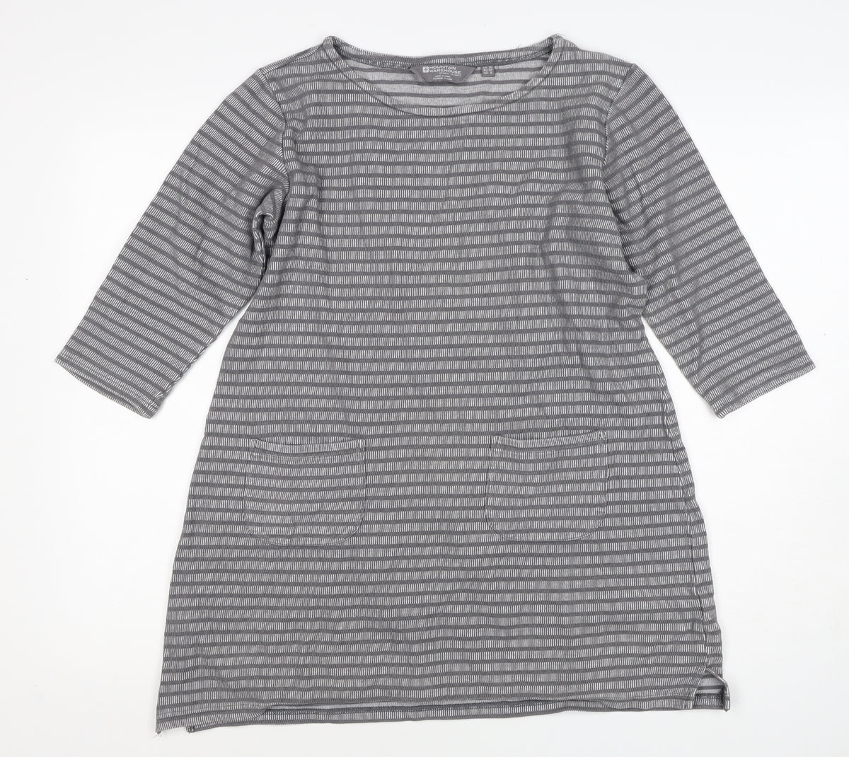 Mountain Warehouse Women Grey Striped Size 12 Shift Dress Pockets