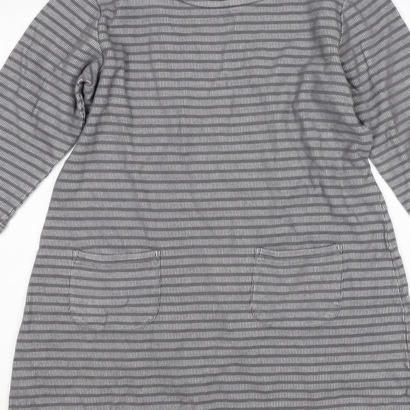 Mountain Warehouse Women Grey Striped Size 12 Shift Dress Pockets