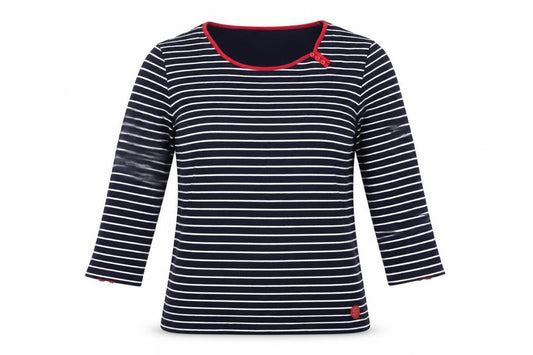 Dash Women’s Blue Stripe Ringer Long Sleeve Jersey Top UK 16