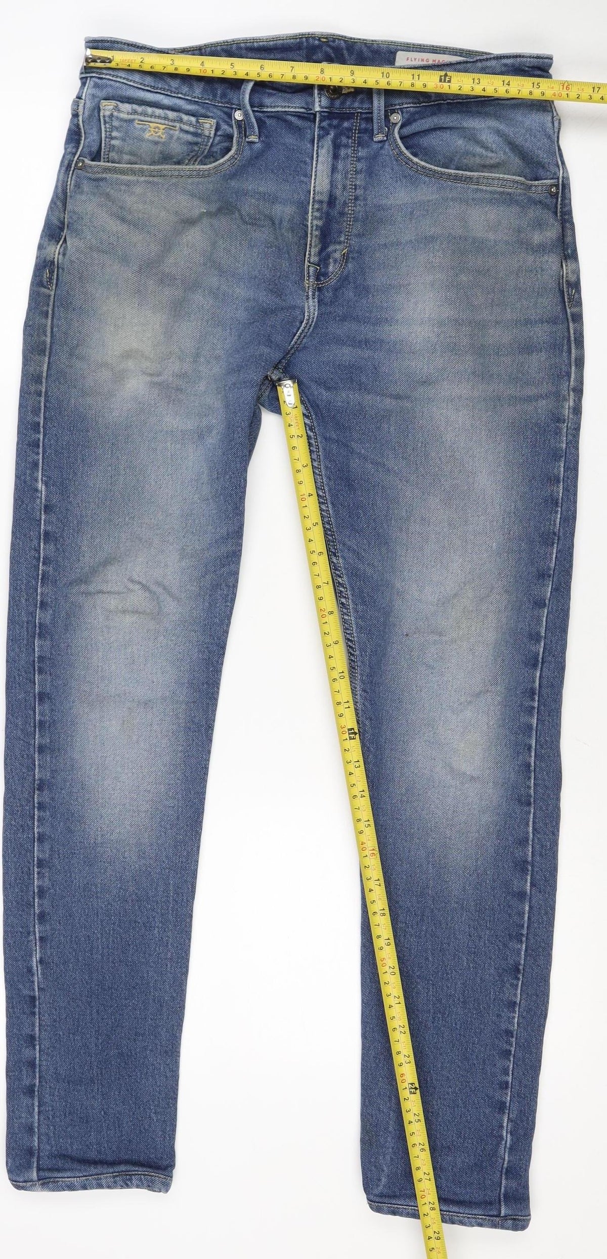 Flying Machine Men’s Blue W34 Straight Stretch Jeans