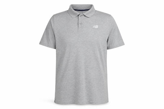New Balance Men’s Grey Cotton Logo Short Sleeve Polo Shirt M
