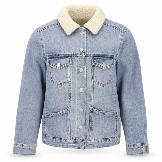 Topshop Moto Women’s Blue Sherpa Lined Denim Jacket UK 6