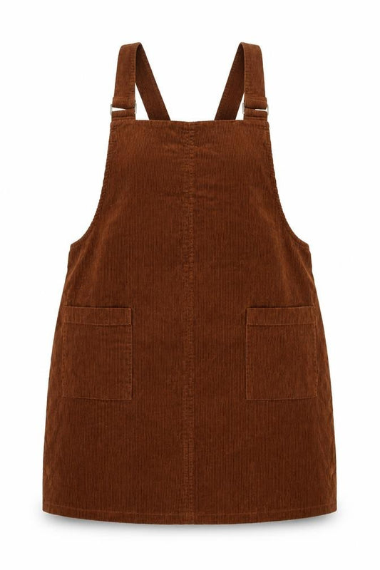 New Look Women Brown Corduroy Pinafore Dress UK 18 Sleeveless