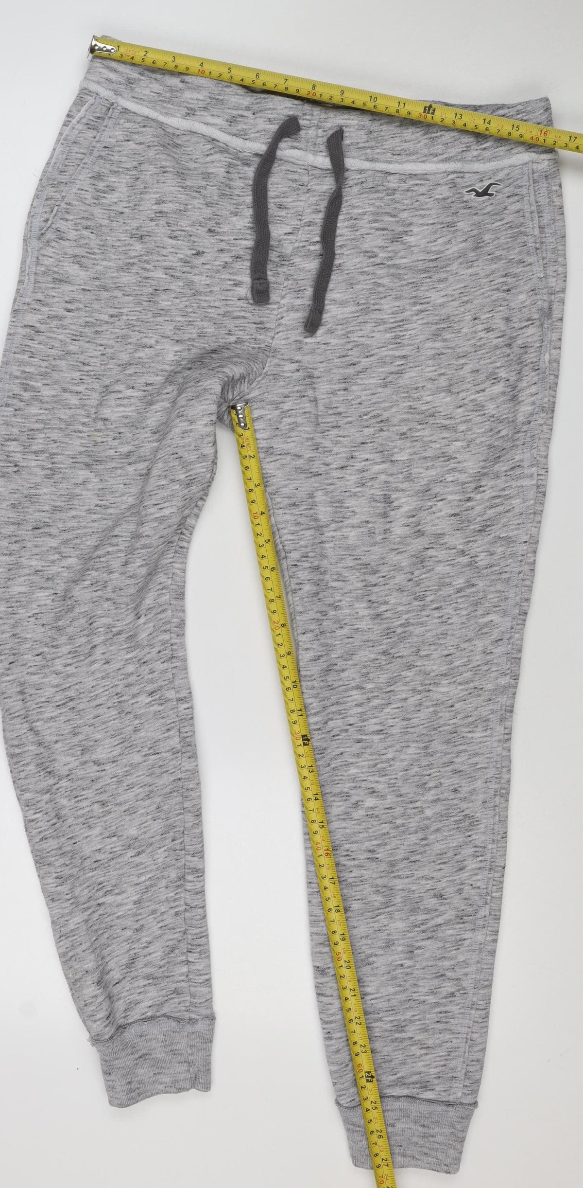Hollister Men Grey M Fleece Jogger Sweatpants Drawstring Tapered
