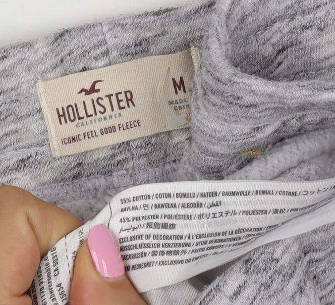 Hollister Men Grey M Fleece Jogger Sweatpants Drawstring Tapered