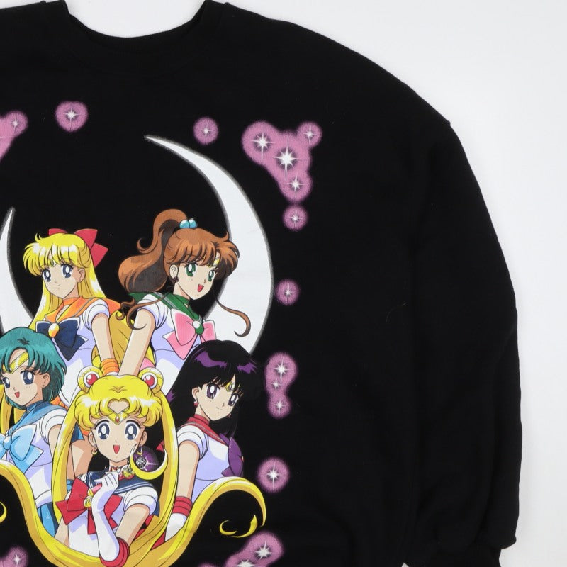 Bershka Women Black UK 8 Sailor Moon Anime Graphic Pullover Sweatshirt