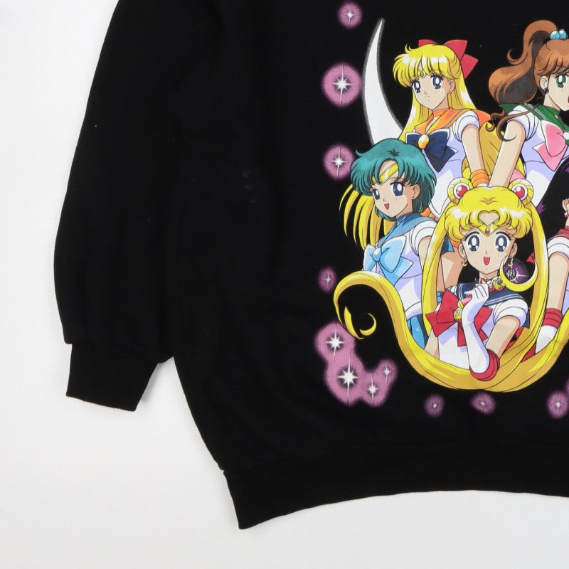 Bershka Women Black UK 8 Sailor Moon Anime Graphic Pullover Sweatshirt