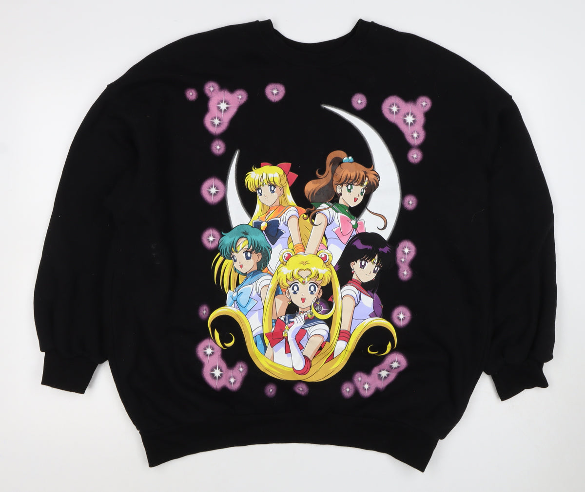 Bershka Women Black UK 8 Sailor Moon Anime Graphic Pullover Sweatshirt