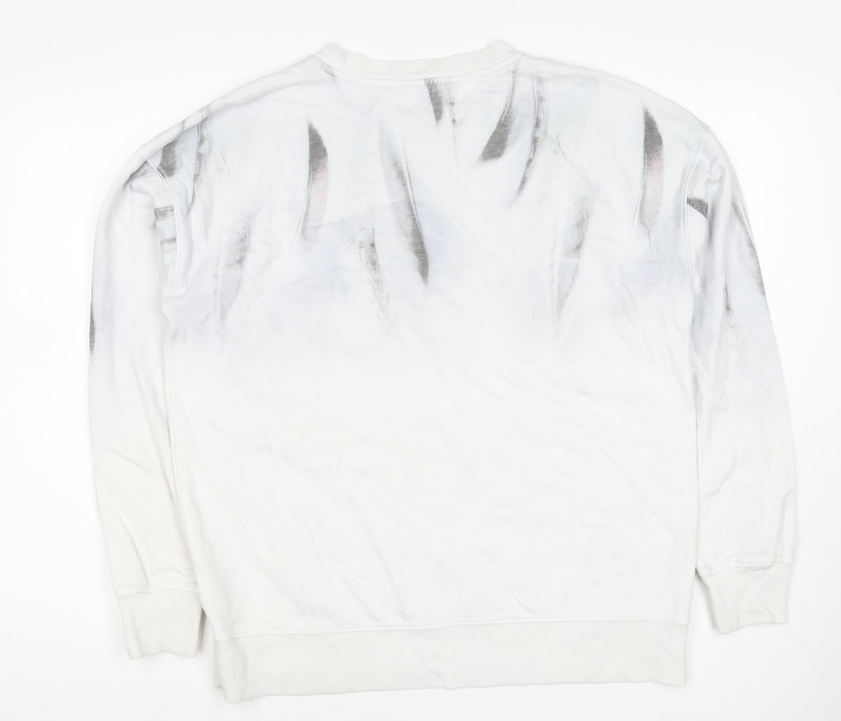 AllSaints Men’s White Small Pullover Graphic Print Crew Sweatshirt