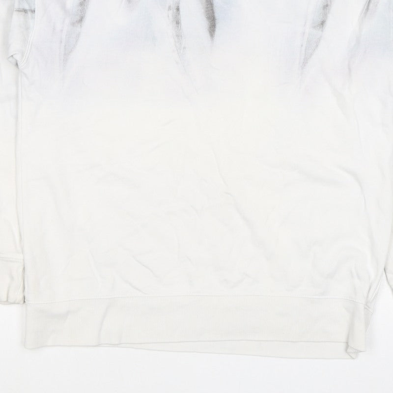 AllSaints Men’s White Small Pullover Graphic Print Crew Sweatshirt