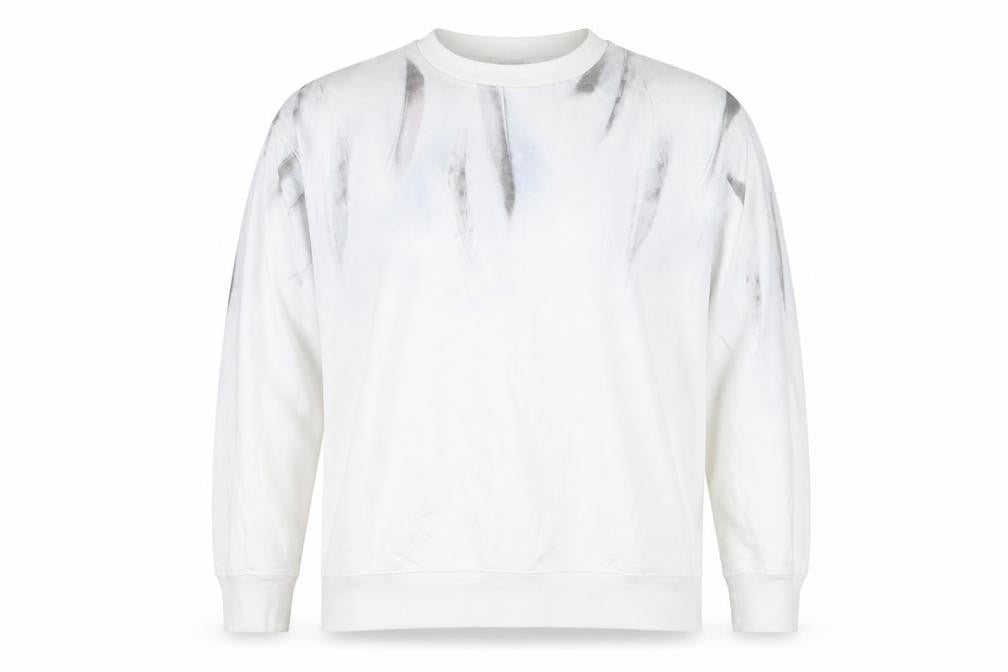 AllSaints Men’s White Small Pullover Graphic Print Crew Sweatshirt