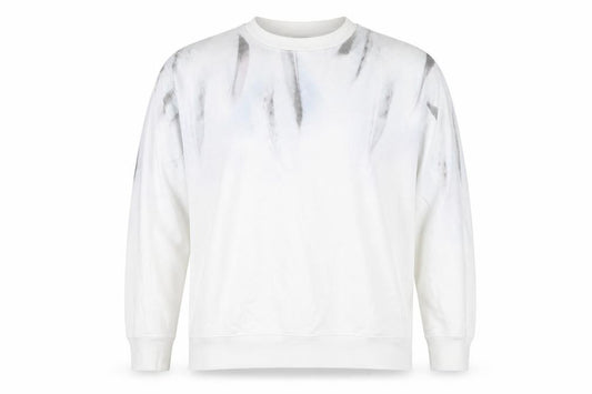 AllSaints Men’s White Small Pullover Graphic Print Crew Sweatshirt