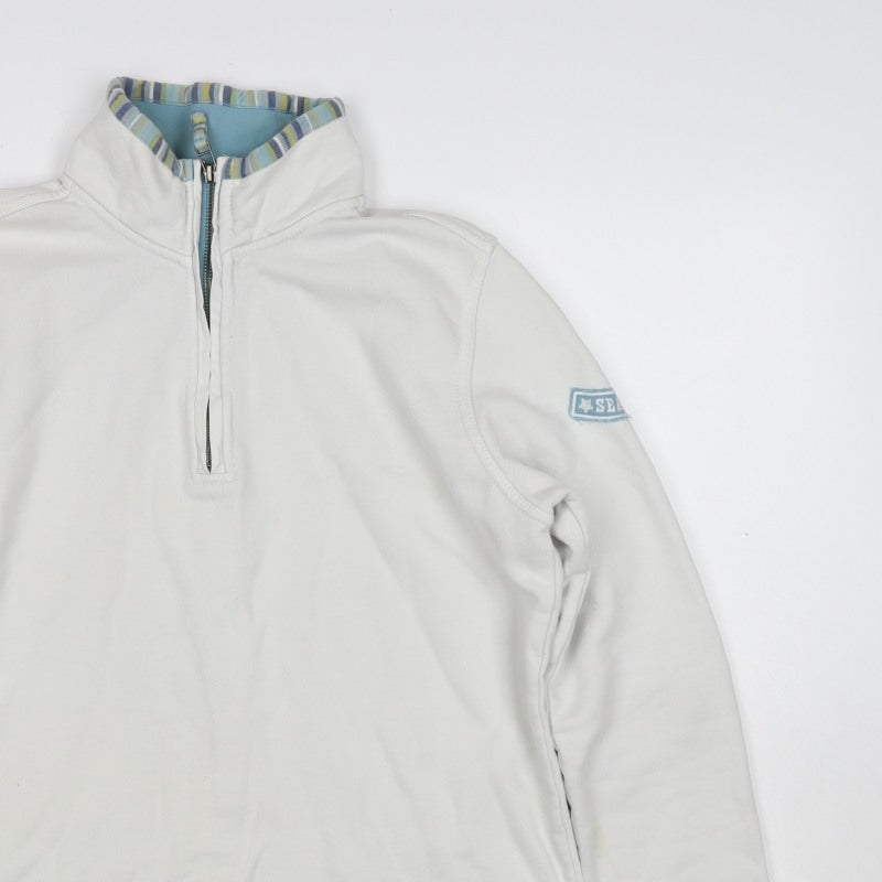 Seasalt Teens White Size 10 Organic Cotton 1/4 Zip Pullover Sweatshirt