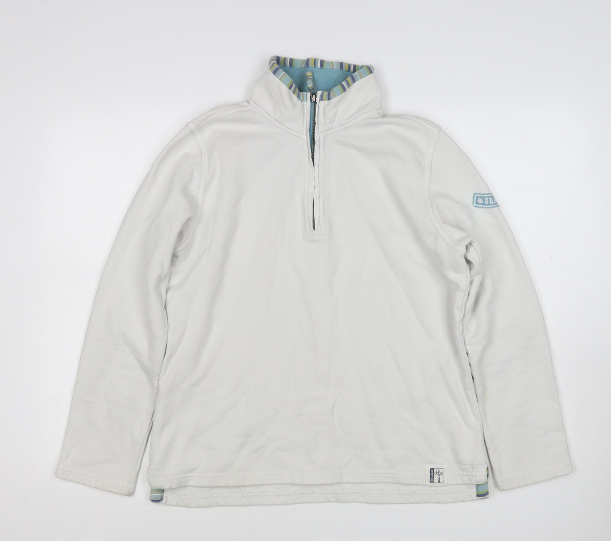 Seasalt Teens White Size 10 Organic Cotton 1/4 Zip Pullover Sweatshirt