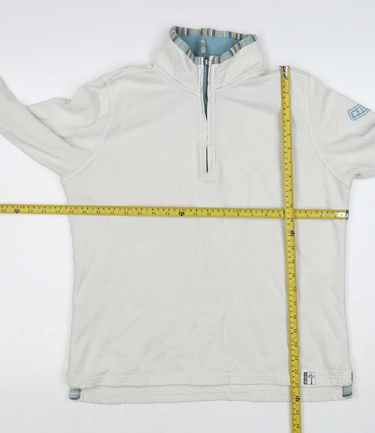 Seasalt Teens White Size 10 Organic Cotton 1/4 Zip Pullover Sweatshirt