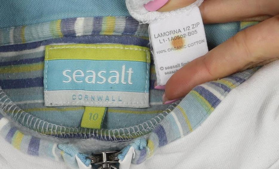 Seasalt Teens White Size 10 Organic Cotton 1/4 Zip Pullover Sweatshirt