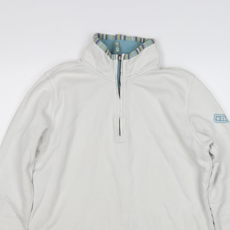 Seasalt Teens White Size 10 Organic Cotton 1/4 Zip Pullover Sweatshirt